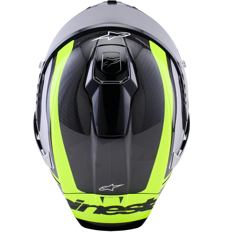 Alpinestars Supertech R10 Arius täismaski mootorrattakiiver must-fluorestseeriv kollane-valge