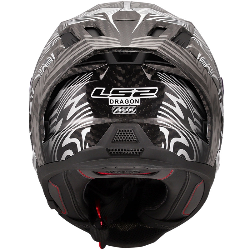 LS2 FF807 Dragon Carbon Enthum täismaski mootorratta kiiver, läikiv hõbedane