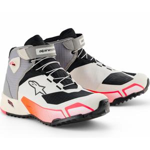 Alpinestars Stella CR-X Drystar naiste mootorrattasaapad valge-helehall-must-fluorestseeruv roosa