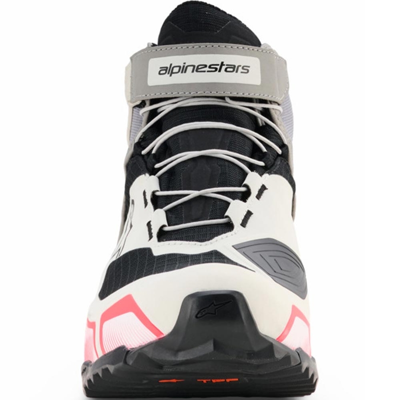 Alpinestars Stella CR-X Drystar naiste mootorrattasaapad valge-helehall-must-fluorestseeruv roosa