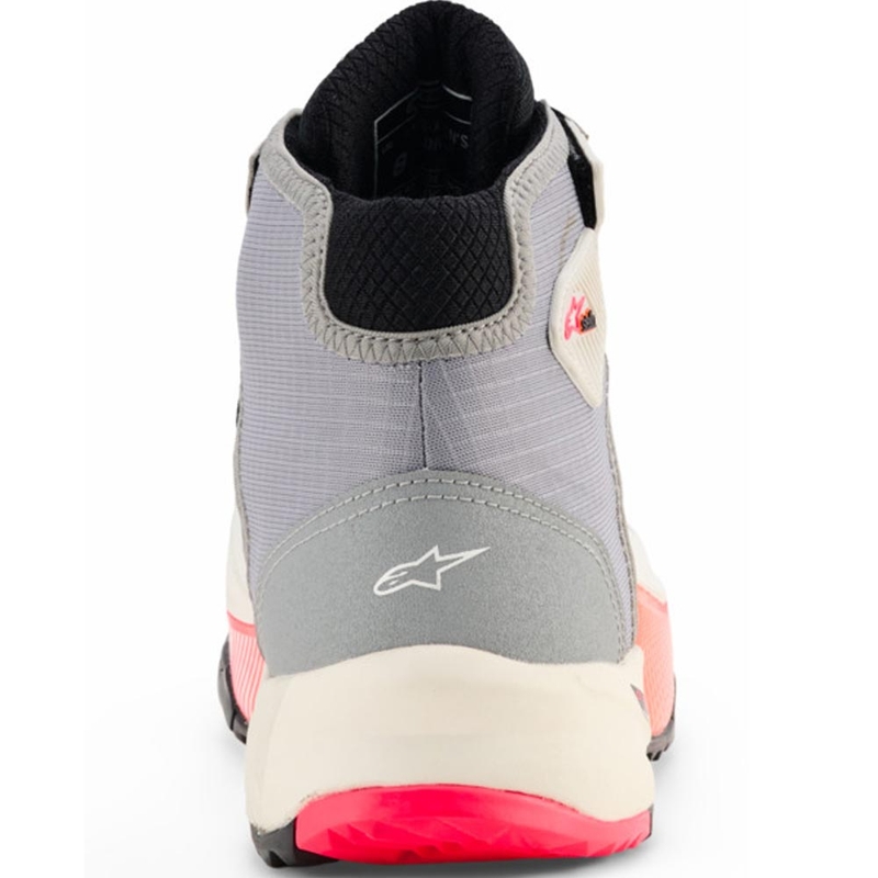Alpinestars Stella CR-X Drystar naiste mootorrattasaapad valge-helehall-must-fluorestseeruv roosa