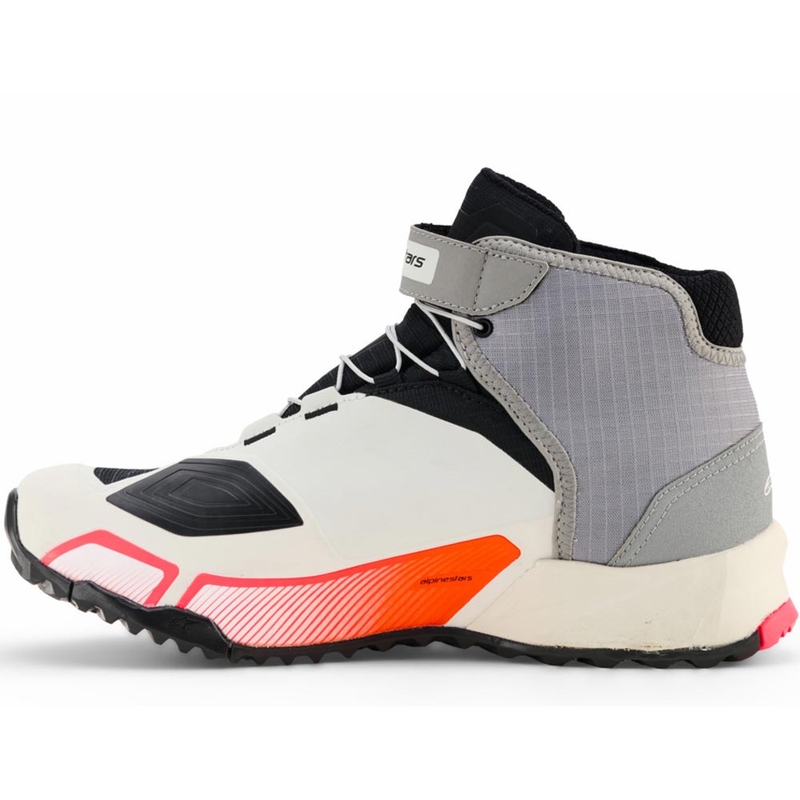 Alpinestars Stella CR-X Drystar naiste mootorrattasaapad valge-helehall-must-fluorestseeruv roosa