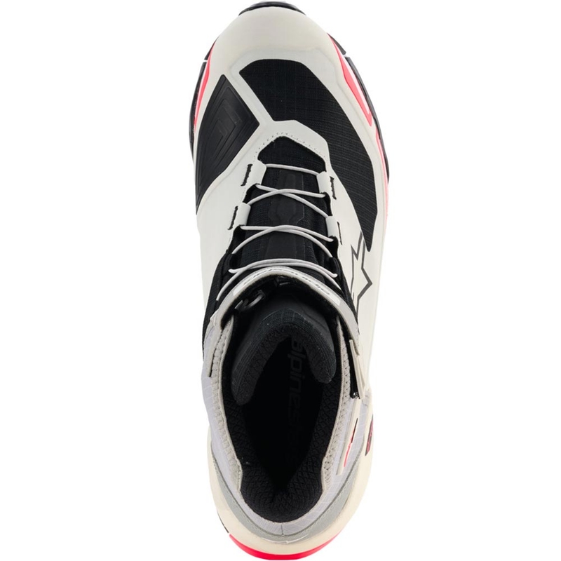 Alpinestars Stella CR-X Drystar naiste mootorrattasaapad valge-helehall-must-fluorestseeruv roosa