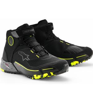 Alpinestars CR-X Drystar mootorrattasaapad must-tumehall-fluorestseeruvkollane