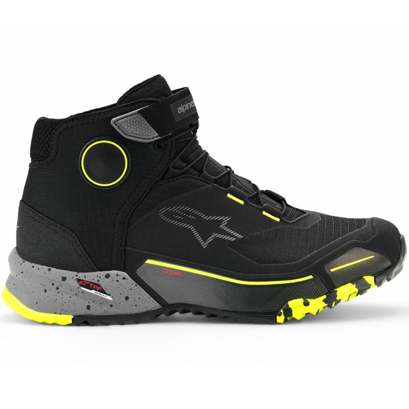 Alpinestars CR-X Drystar mootorrattasaapad must-tumehall-fluorestseeruvkollane