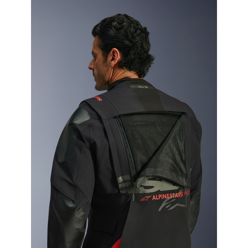 Alpinestars Halo PRO Drystar XF mootorratta jope must-tumehall-punane