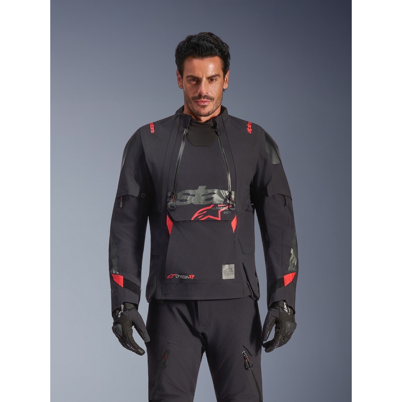Alpinestars Halo PRO Drystar XF mootorratta jope must-tumehall-punane