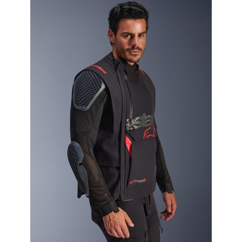 Alpinestars Halo PRO Drystar XF mootorratta jope must-tumehall-punane