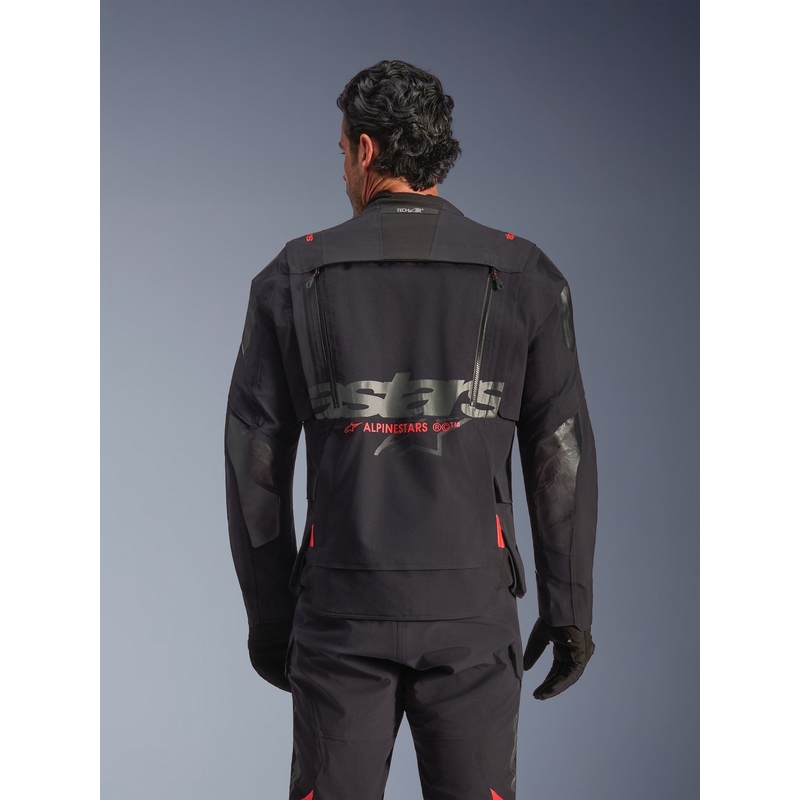 Alpinestars Halo PRO Drystar XF mootorratta jope must-tumehall-punane