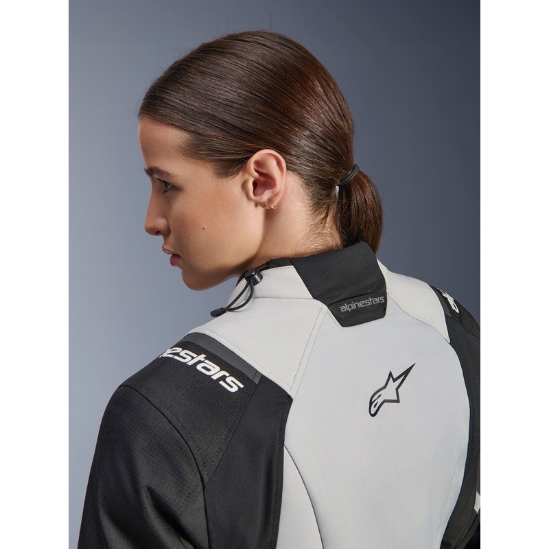 Alpinestars Stella Andes V4 Drystar naiste mootorratta jope tumehall-helehall-must-fluorestseeruv kollane