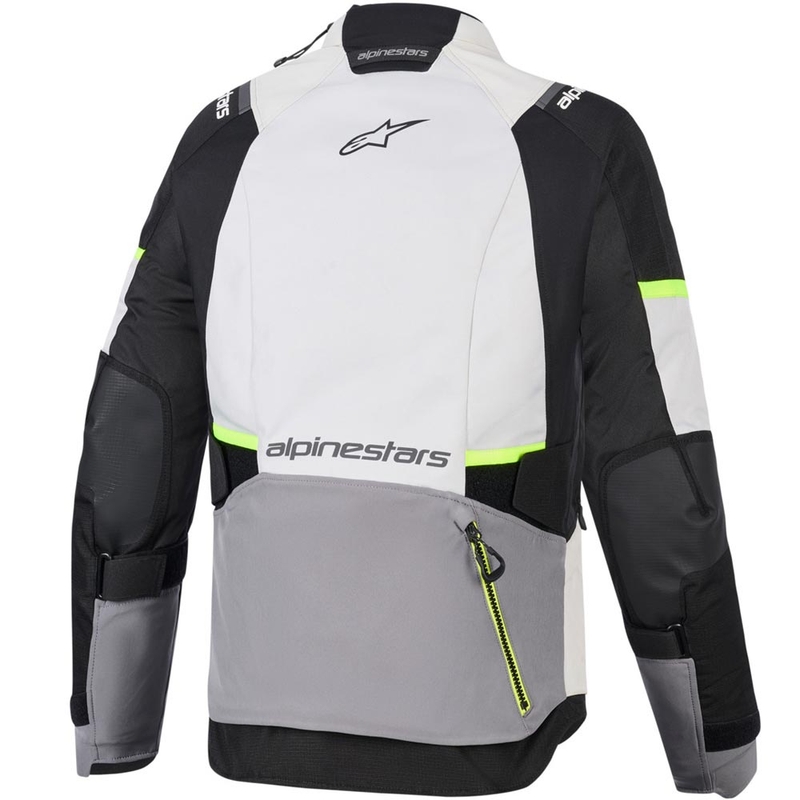 Alpinestars Stella Andes V4 Drystar naiste mootorratta jope tumehall-helehall-must-fluorestseeruv kollane