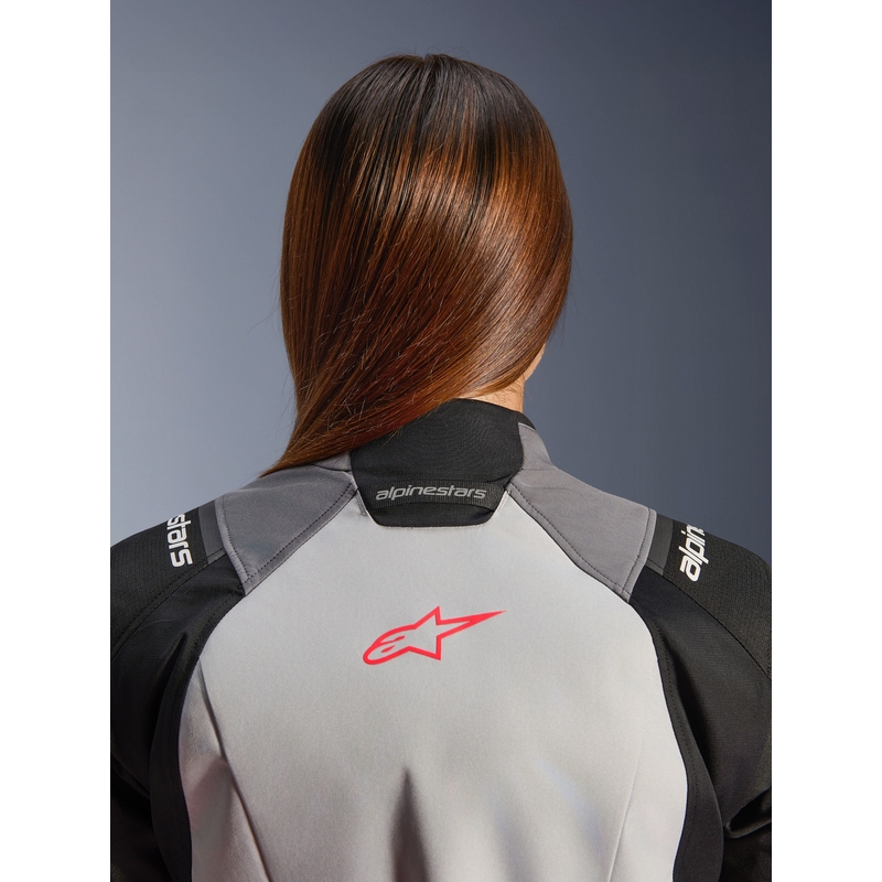 Alpinestars Stella Andes V4 Drystar naiste mootorratta jope tumehall-helehall-must-punane