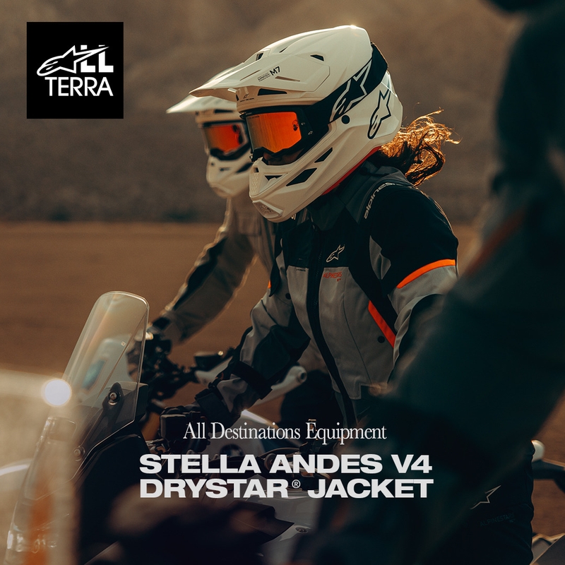 Alpinestars Stella Andes V4 Drystar naiste mootorratta jope tumehall-helehall-must-punane
