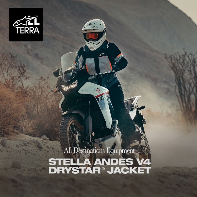 Alpinestars Stella Andes V4 Drystar naiste mootorratta jope tumehall-helehall-must-punane