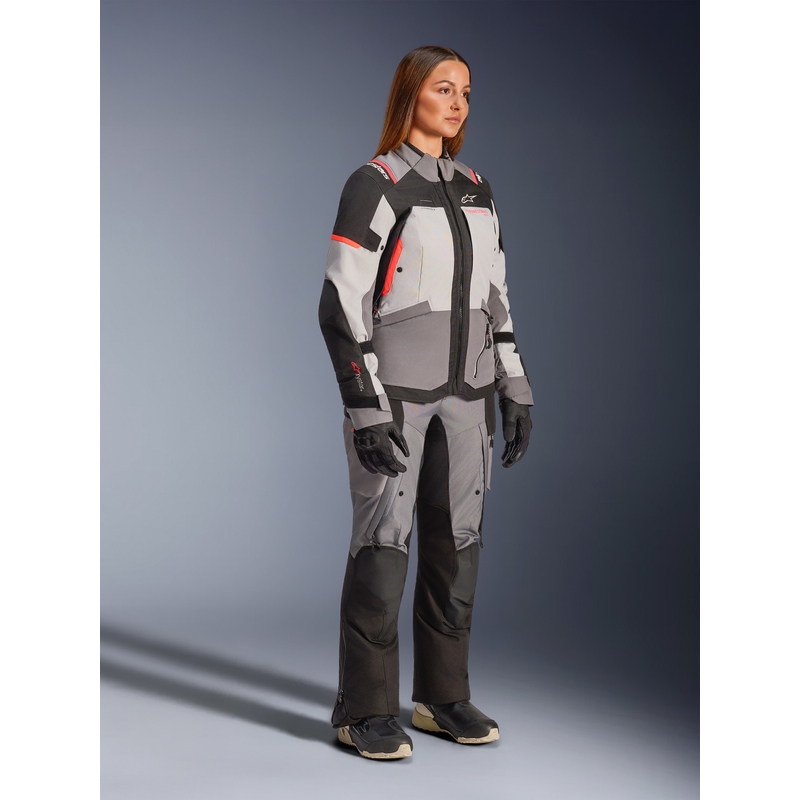 Alpinestars Stella Andes V4 Drystar naiste mootorratta jope tumehall-helehall-must-punane
