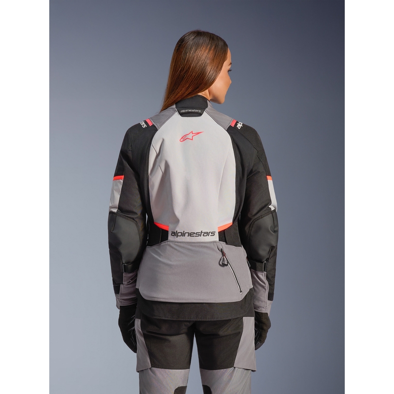 Alpinestars Stella Andes V4 Drystar naiste mootorratta jope tumehall-helehall-must-punane
