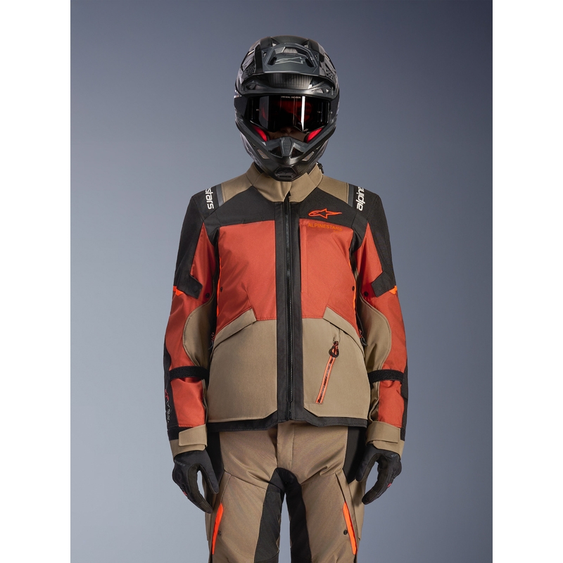 Alpinestars Andes V4 Drystar mootorratta jope helepruun-tumeoranž-must