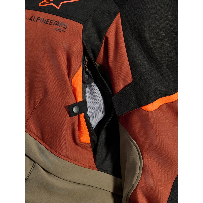 Alpinestars Andes V4 Drystar mootorratta jope helepruun-tumeoranž-must