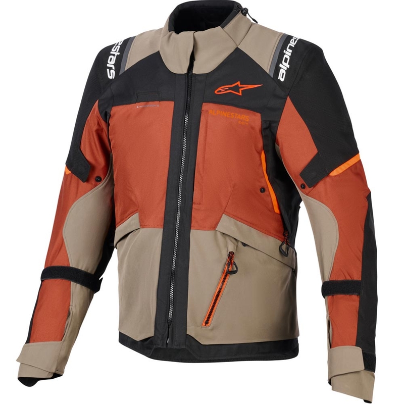 Alpinestars Andes V4 Drystar mootorratta jope helepruun-tumeoranž-must
