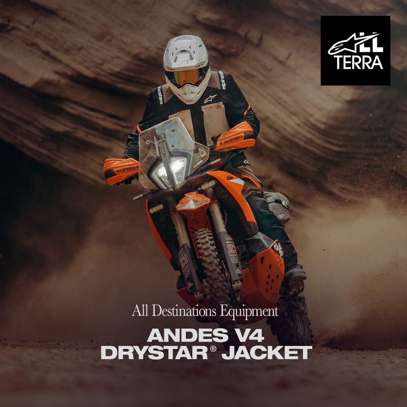 Alpinestars Andes V4 Drystar Mootorratta Jakk Kreem-Hele Pruun-Must-Fluo Oranž