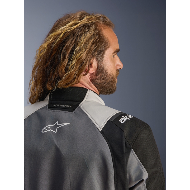 Alpinestars Andes V4 Drystar Mootorratta Jakk Tumehall-Helehall-Must-Fluorkollane