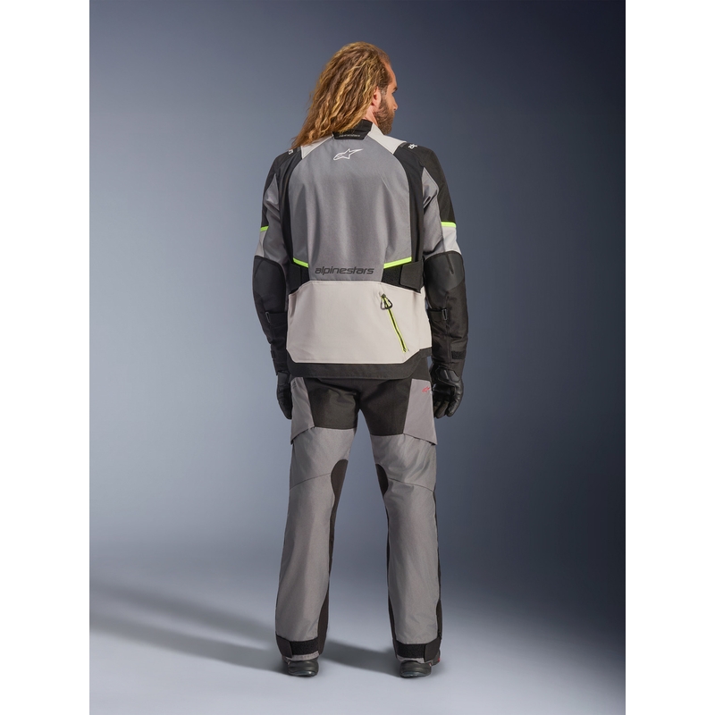 Alpinestars Andes V4 Drystar Mootorratta Jakk Tumehall-Helehall-Must-Fluorkollane