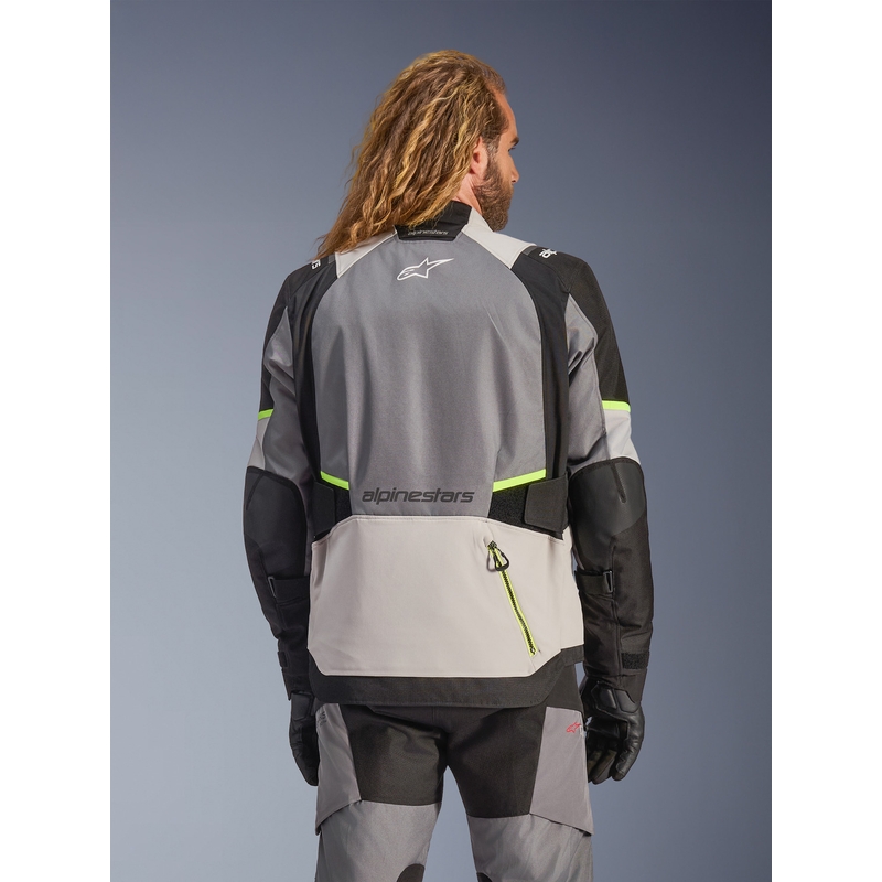Alpinestars Andes V4 Drystar Mootorratta Jakk Tumehall-Helehall-Must-Fluorkollane