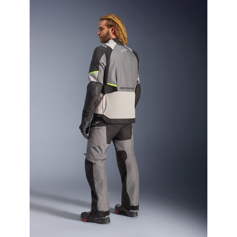 Alpinestars Andes V4 Drystar Mootorratta Jakk Tumehall-Helehall-Must-Fluorkollane