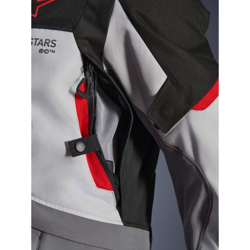 Alpinestars Andes V4 Drystar Mootorratta Jakk Tumehall-Helehall-Must-Punane