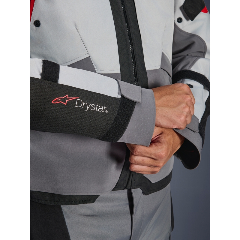 Alpinestars Andes V4 Drystar Mootorratta Jakk Tumehall-Helehall-Must-Punane