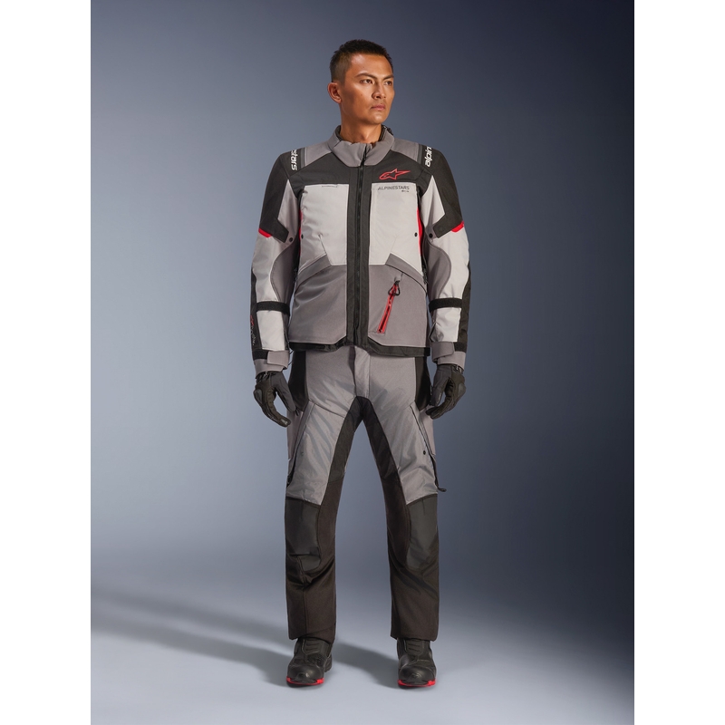 Alpinestars Andes V4 Drystar Mootorratta Jakk Tumehall-Helehall-Must-Punane
