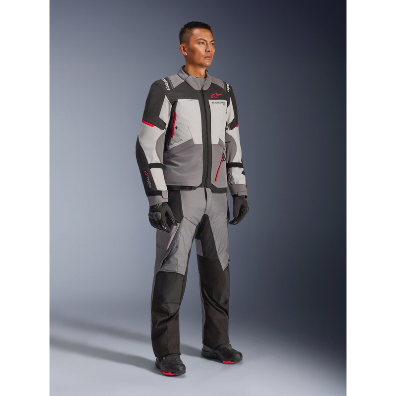 Alpinestars Andes V4 Drystar Mootorratta Jakk Tumehall-Helehall-Must-Punane