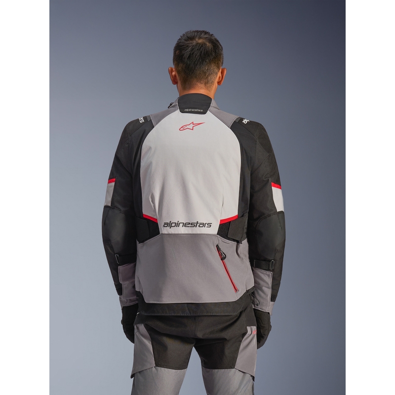 Alpinestars Andes V4 Drystar Mootorratta Jakk Tumehall-Helehall-Must-Punane