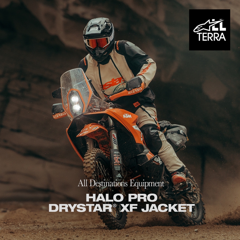 Alpinestars Halo PRO Drystar XF Mootorratta Jope Kreem-Must-Punane
