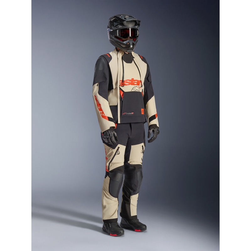 Alpinestars Halo PRO Drystar XF Mootorratta Jope Kreem-Must-Punane