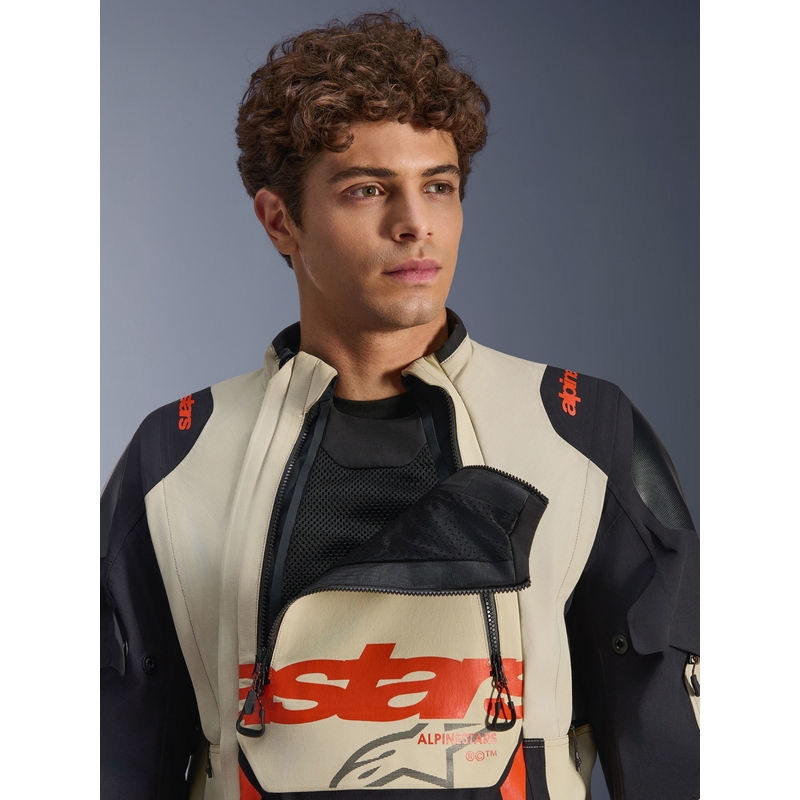 Alpinestars Halo PRO Drystar XF Mootorratta Jope Kreem-Must-Punane