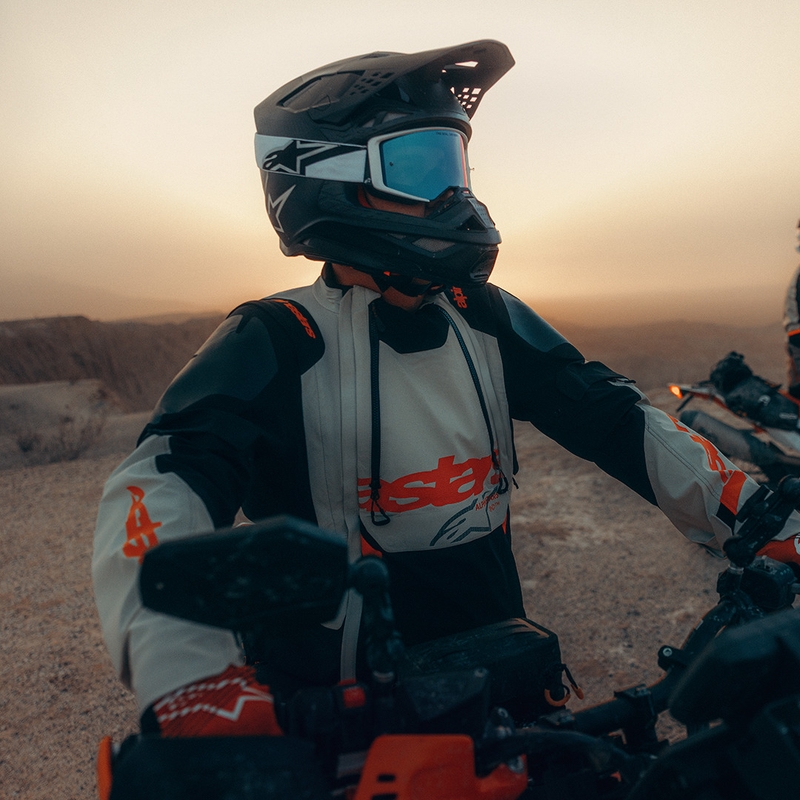 Alpinestars Halo PRO Drystar XF Mootorratta Jope Kreem-Must-Punane