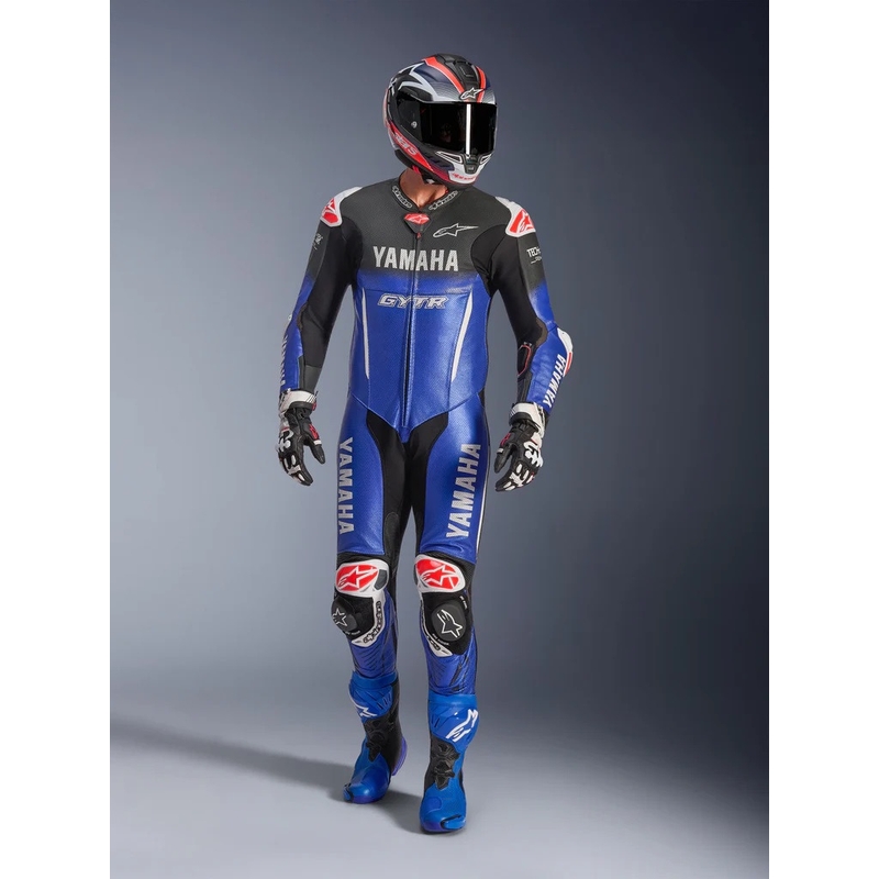 Nahkne mootorrattaülikond Alpinestars GP-R7 YAMAHA GYTR TECH-AIR kollektsioonile, ühildub sini-must-valge-punase värvidega