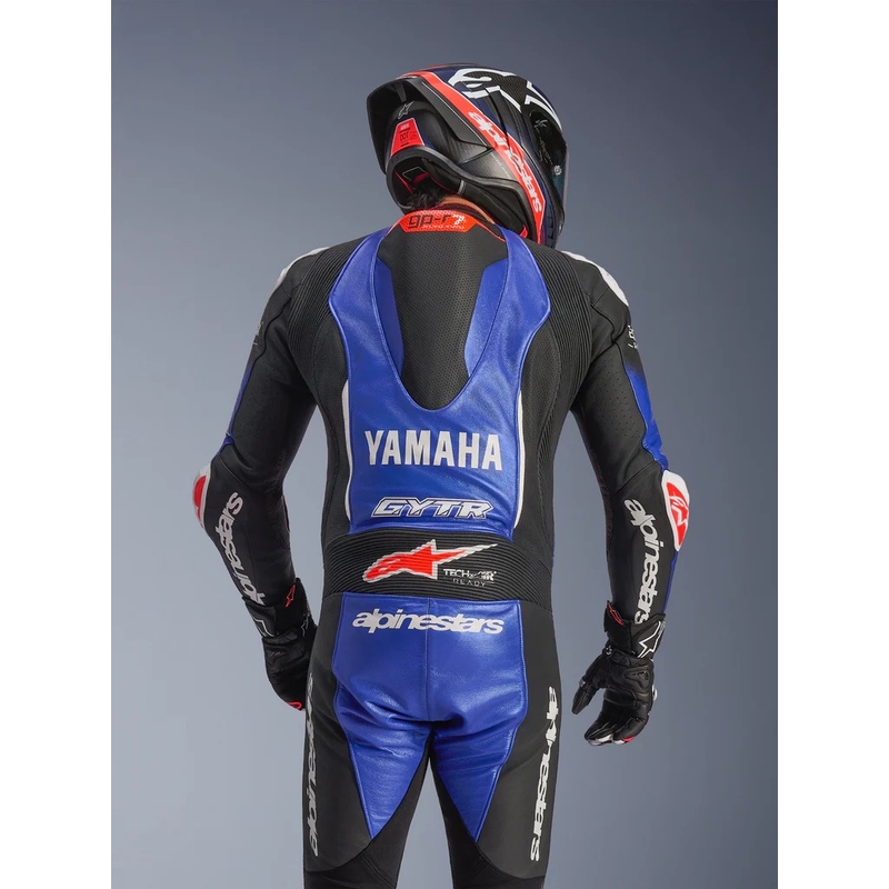 Nahkne mootorrattaülikond Alpinestars GP-R7 YAMAHA GYTR TECH-AIR kollektsioonile, ühildub sini-must-valge-punase värvidega