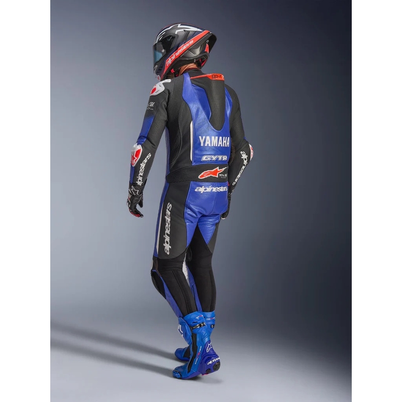 Nahkne mootorrattaülikond Alpinestars GP-R7 YAMAHA GYTR TECH-AIR kollektsioonile, ühildub sini-must-valge-punase värvidega