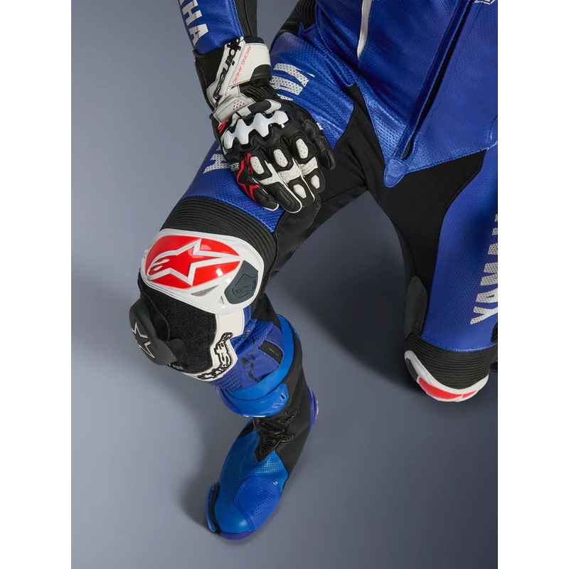 Nahkne mootorrattaülikond Alpinestars GP-R7 YAMAHA GYTR TECH-AIR kollektsioonile, ühildub sini-must-valge-punase värvidega