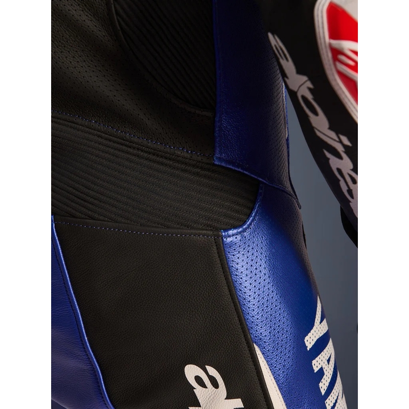 Nahkne mootorrattaülikond Alpinestars GP-R7 YAMAHA GYTR TECH-AIR kollektsioonile, ühildub sini-must-valge-punase värvidega