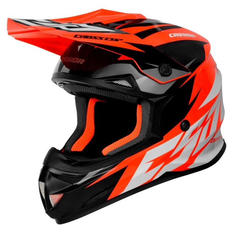 Motokrosová přilba Cassida Cross Cup Two černo-bílo-šedo-fluo oranžová