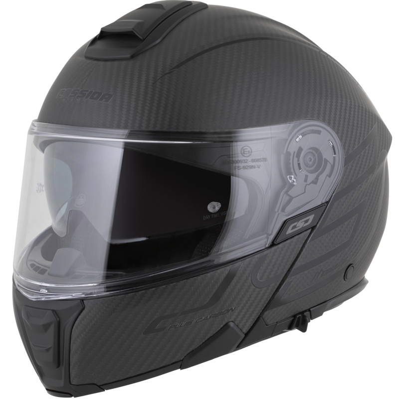Ülesklapitav mootorrattakiiver Cassida Modulo 2.1 Plus Carbon BlackOut mattmust