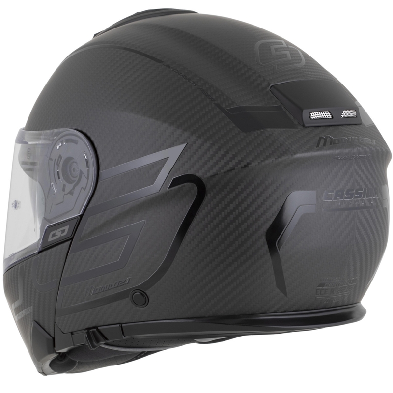 Ülesklapitav mootorrattakiiver Cassida Modulo 2.1 Plus Carbon BlackOut mattmust