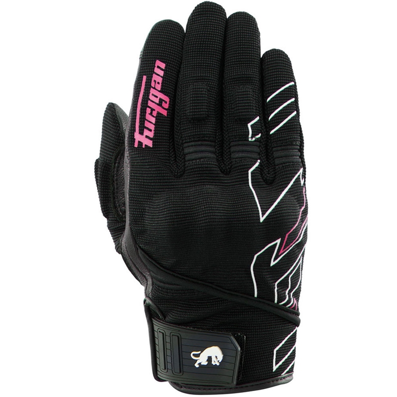 Naiste mootorrattakindad Furygan Jet Neon D3O® Evo must-valge-roosa