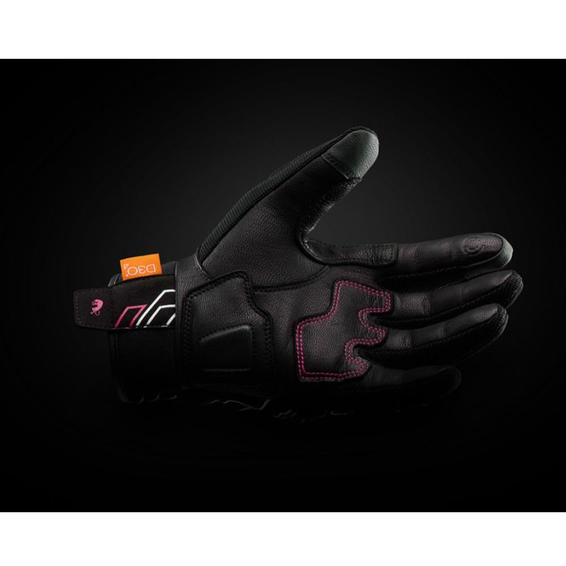 Naiste mootorrattakindad Furygan Jet Neon D3O® Evo must-valge-roosa