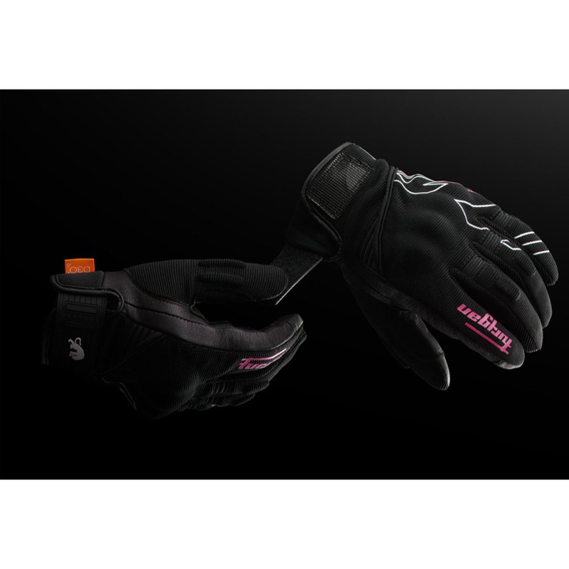 Naiste mootorrattakindad Furygan Jet Neon D3O® Evo must-valge-roosa