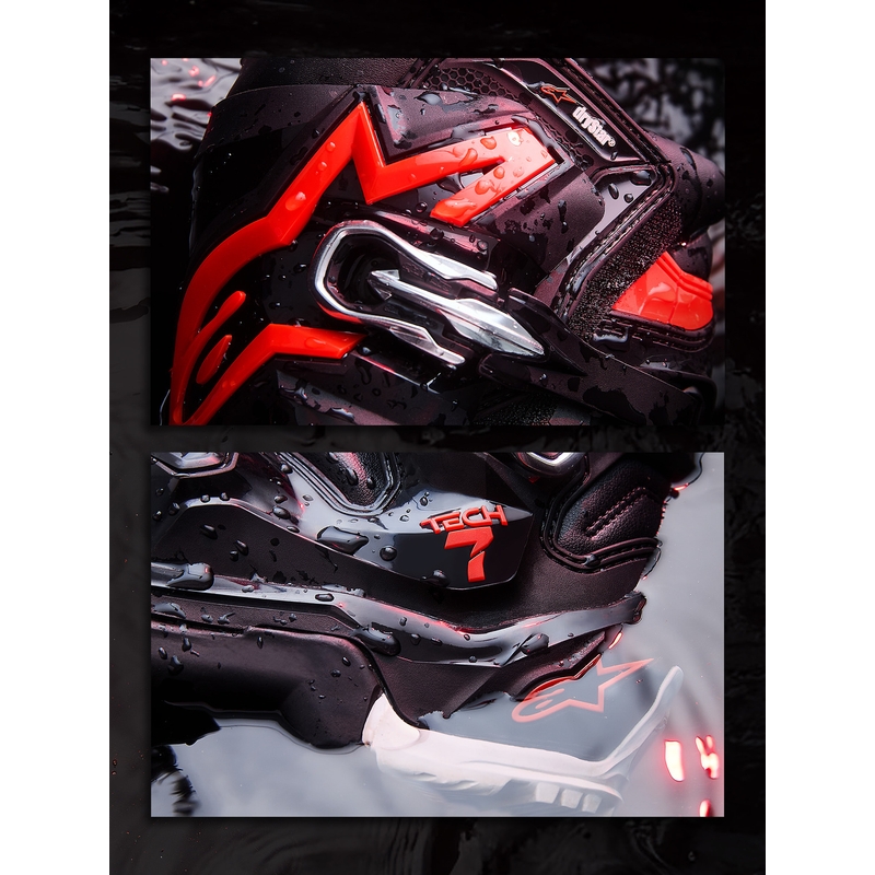 Alpinestars TECH 7 Enduro Drystar mootorrattasaapad must-fluorestseeriv punane-valge