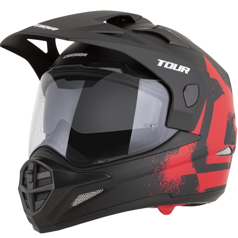 Enduro mootorratta kiiver Cassida Tour 2.0 Crew matt must-punane